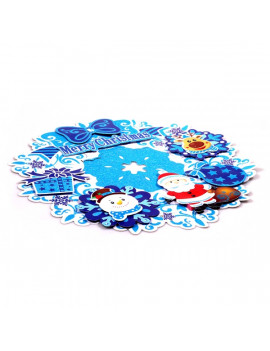 Iris 3D karácsonyi koszorú mintás/39x39cm karton/kék dekoráció