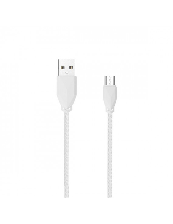 AWEI CL982 1m/erős szövött borítással/vékony műanyag fejjel/USB-Micro/fehér USB kábel