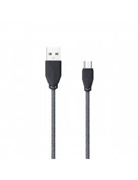 AWEI CL982 1m/erős szövött borítással/vékony műanyag fejjel/USB-Micro/szürke USB kábel