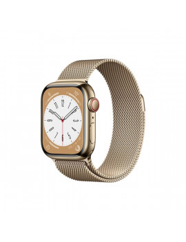 Apple Watch S8 Cellular (41mm) arany rozsdamentes acél tok, arany milánói szíjas okosóra
