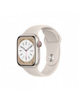 Apple Watch S8 Cellular (41mm) fehér alumínium tok, fehér sportszíjas okosóra
