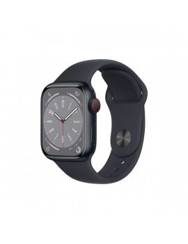 Apple Watch S8 Cellular (41mm) grafit rozsdamentes acél tok, fekete sportszíjas okosóra