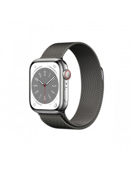 Apple Watch S8 Cellular (41mm) grafit rozsdamentes acél tok, grafit milánói szíjas okosóra
