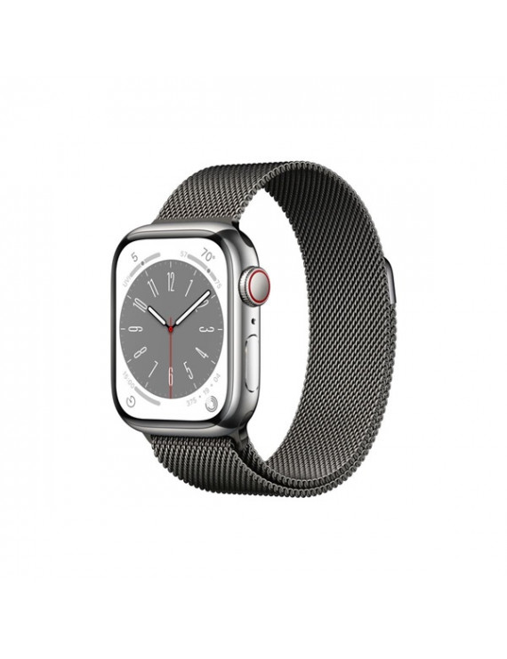 Apple Watch S8 Cellular (41mm) grafit rozsdamentes acél tok, grafit milánói szíjas okosóra