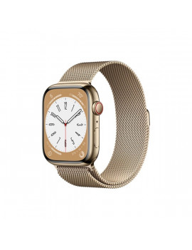 Apple Watch S8 Cellular (45mm) arany rozsdamentes acél tok, arany milánói szíjas okosóra