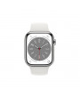 Apple Watch S8 Cellular (45mm) ezüst rozsdamentes acél tok, fehér sportszíjas okosóra