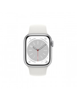 Apple Watch S8 GPS-es (41mm) ezüst alumínium tok, fehér sportszíjas okosóra