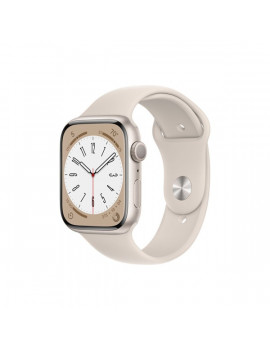 Apple Watch S8 GPS-es (45mm) fehér alumínium tok, fehér sportszíjas okosóra
