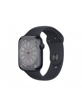 Apple Watch S8 GPS-es (45mm) fekete alumínium tok, fekete sportszíjas okosóra