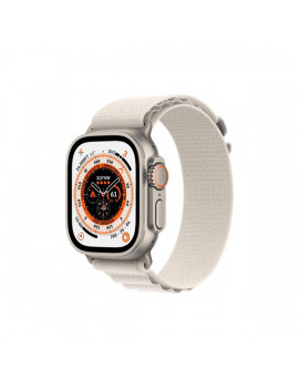 Apple Watch Ultra Cellular (49mm) ezüst titánium tok, fehér alpesi pánt (L) okosóra