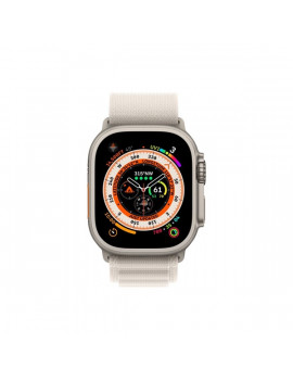 Apple Watch Ultra Cellular (49mm) ezüst titánium tok, fehér alpesi pánt (L) okosóra
