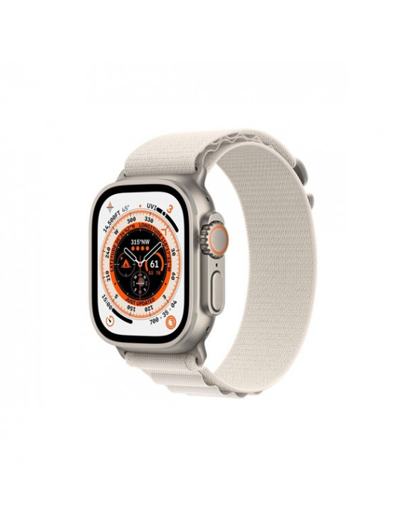 Apple Watch Ultra Cellular (49mm) ezüst titánium tok, fehér alpesi pánt (M) okosóra