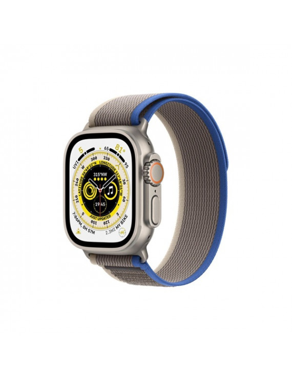 Apple Watch Ultra Cellular (49mm) ezüst titánium tok, kék/szürke terep pánt (S/M) okosóra