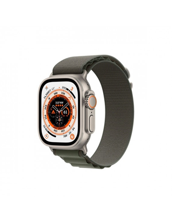 Apple Watch Ultra Cellular (49mm) ezüst titánium tok, zöld alpesi pánt (M) okosóra