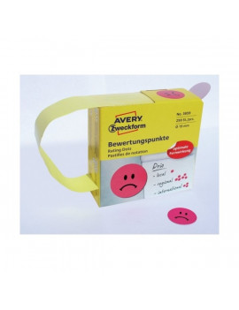 Avery 3859 Szomorú arc 19mm öntapadó 250db-os piros címke