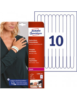 Avery L4000-10 265x18mm nyomtatható 10db-os fehér karszalag