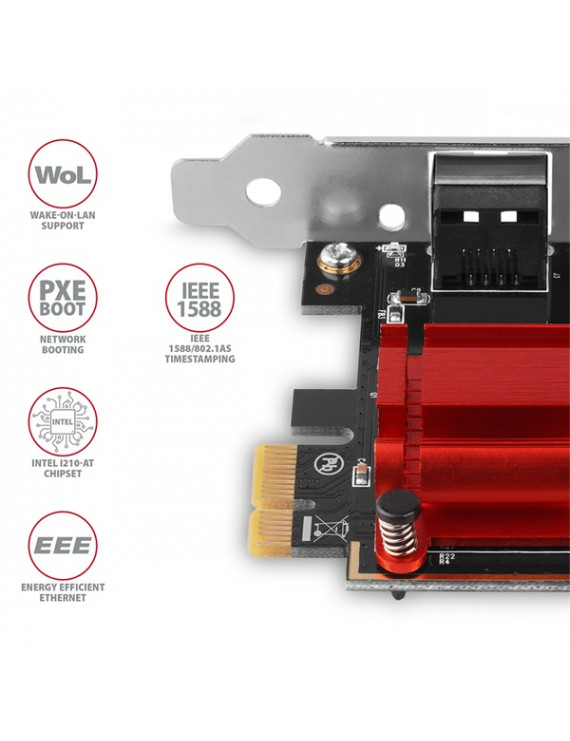 Axagon PCEE-GIX Gigabit Ethernet 1 sávos PCI-Express kártya