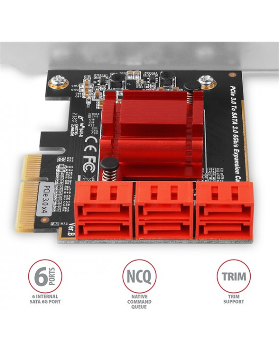 Axagon PCES-SA6 6 db belső SATAIII portos 2 sávos PCI-Express kártya