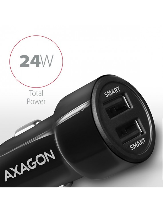 Axagon PWC-5V5 2.4A + 2.4A fekete autós töltő