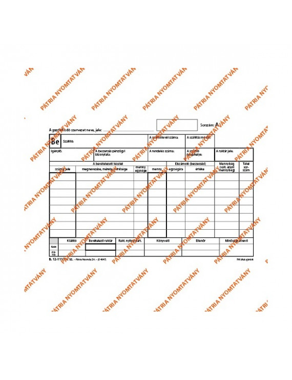 B.12-111/V A5 25x4 fekvő 