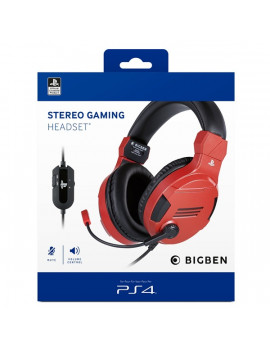 BigBen V3 PS4/PC sztereo piros gamer headset