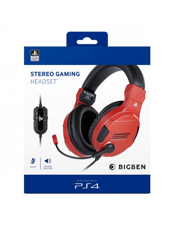 BigBen V3 PS4/PC sztereo piros gamer headset