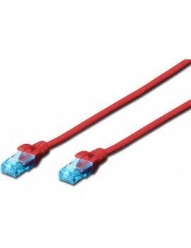 DIGITUS CAT5e U/UTP PVC 0,5m piros patch kábel
