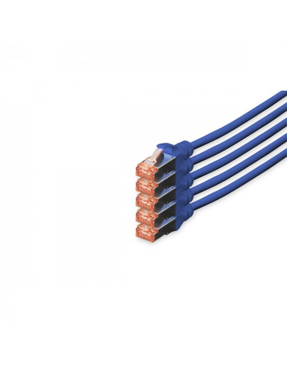DIGITUS CAT6 S-FTP LSZH 10m 5-ös csomag kék patch kábel
