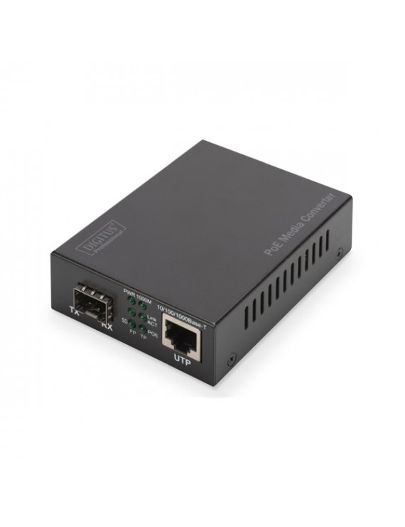 DIGITUS Gigabit PoE+ (RJ45-SFP) 30W SFP modul nélküli média konverter