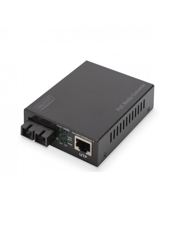 DIGITUS Gigabit PoE+ SM (RJ45-SC) 30W média konverter