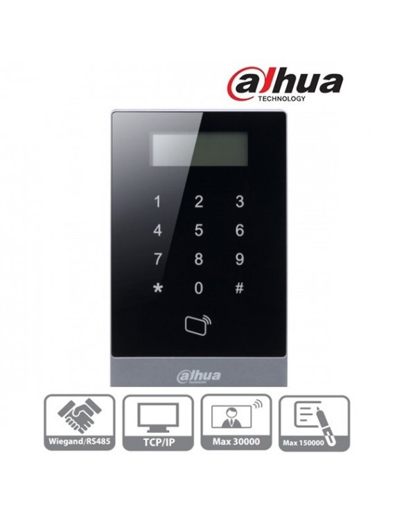 Dahua ASI1201A LCD, RFID(13,56MHz)+kód, RS-485/Wiegand/RJ45, I/O beléptető vezérlő