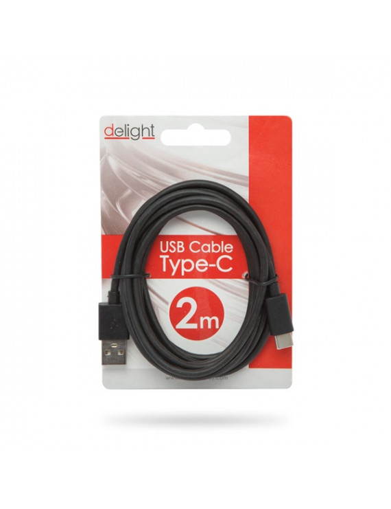 Delight 2m fekete USB Type-C adatkábel