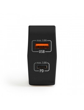 Delight 55044BK hálózati adapter USB + Type-C PD18W gyorstöltéssel fekete