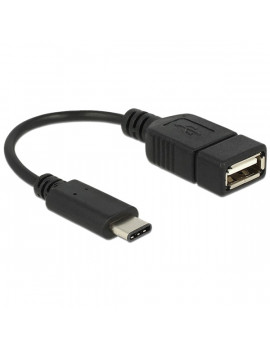 Delock 15cm USB Type-C 2.0 apa - USB 2.0 A típusú anya fekete adatkábel