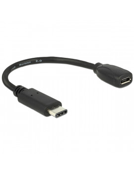 Delock 15cm USB Type-C 2.0 apa - USB 2.0 micro-B típusú anya fekete adatkábel