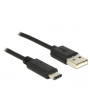 Delock 1m USB Type-C 2.0 apa - USB 2.0 A típusú apa fekete kábel