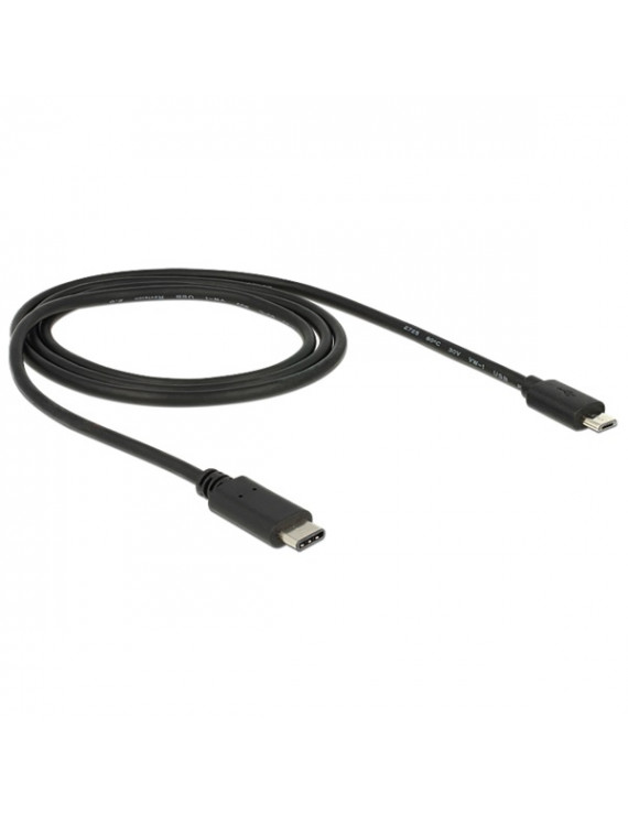 Delock 1m USB Type-C 2.0 apa - USB 2.0 micro-B típusú apa fekete kábel