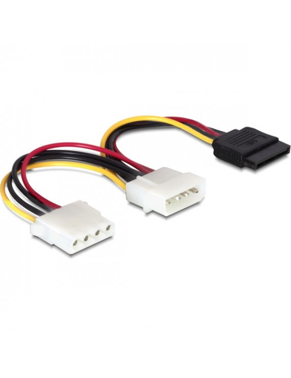 Delock 60103 15 tűs SATA HDD – 2x 4 tűs Molex apa/anya 16,5cm tápkábel