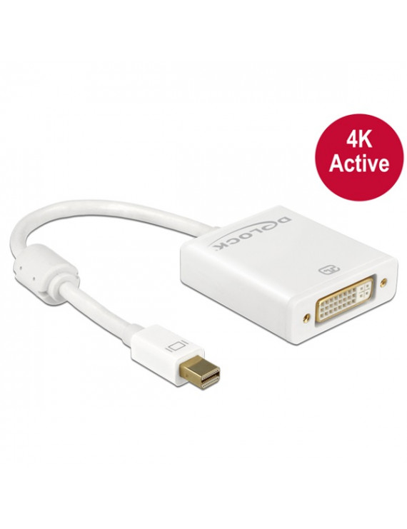 Delock 62604  mini Displayport 1.2 dugó > DVI hüvely 4K aktív fehér adapter