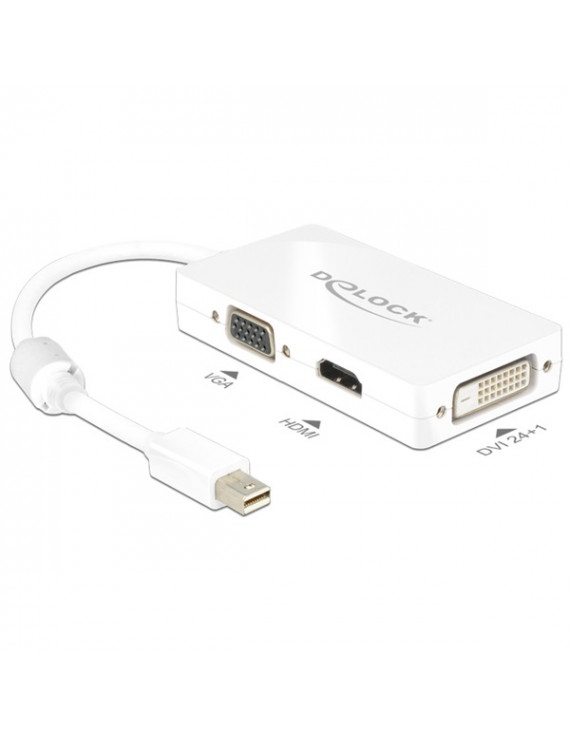 Delock 62630 passzív fehér adapter mini displayport apa > VGA / HDMI / DVI anya