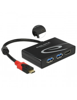 Delock 62854 USB 3.1 GEN 1 USB Type-C apa - 2x USB 3.0 Type-A anya + 1x HDMI anya adapter