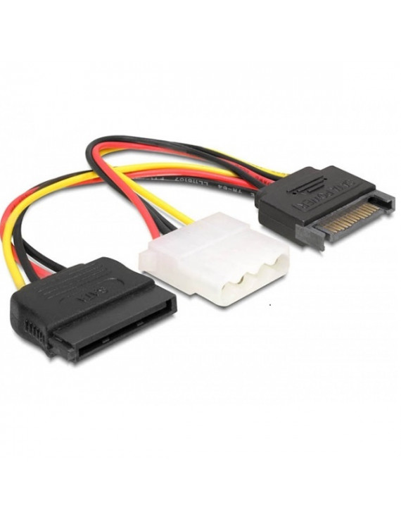 Delock 65235 15 tűs SATA (apa) – 4 tűs Molex (anya) + 15 tűs SATA (anya) hálózati kábel