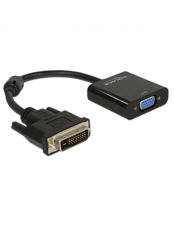 Delock 65658 DVI-D 24+1-dugós apa - VGA anya fekete adapter