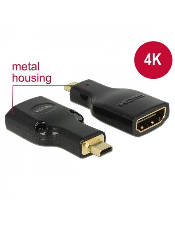 Delock 65664 High Speed HDMI Ethernettel micro-D apa > HDMI-A anya 4K adapter