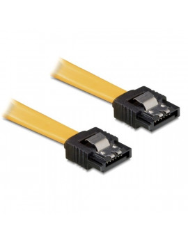 Delock 82477 SATA sárga egyenes/egyenes csatl. (fémlappal) 50 cm összekötő kábel