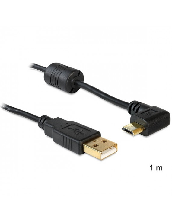 Delock 83147 USB-A apa > USB micro-B apa 90°-ban forgatott bal/jobb kábel, 1m