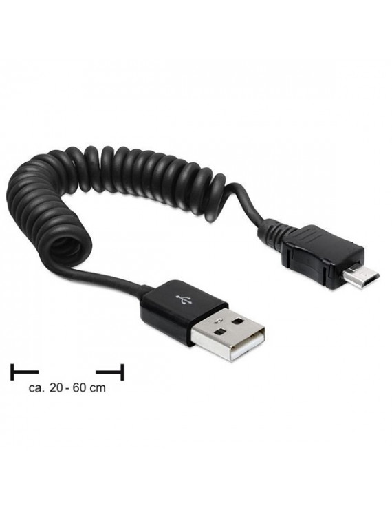 Delock 83162 USB 2.0-A apa > Micro USB-B apa spirál kábel