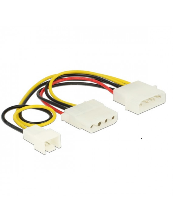 Delock 83658 4 tűs apa> 1 x 4 tűs anya+ 1 x 3 tűs apa (fan) 14 cm tápkábel