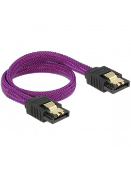 Delock 83690 6 Gb/s 30 cm egyenes/ egyenes (fémlappal) metál lila prémium SATA összekötő kábel