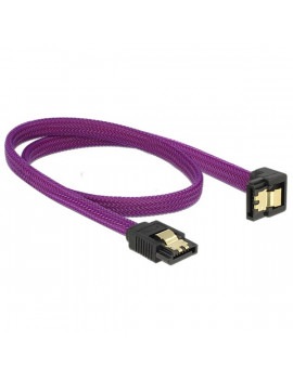 Delock 83696 SATA 6 Gb/s 50 cm lefele / egyenes metál lila Premium összekötő kábel